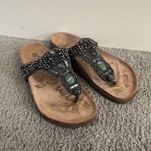 Sam Edelman Annalee Leather Lined Jeweled Slide Thongs Sandal, Size 10